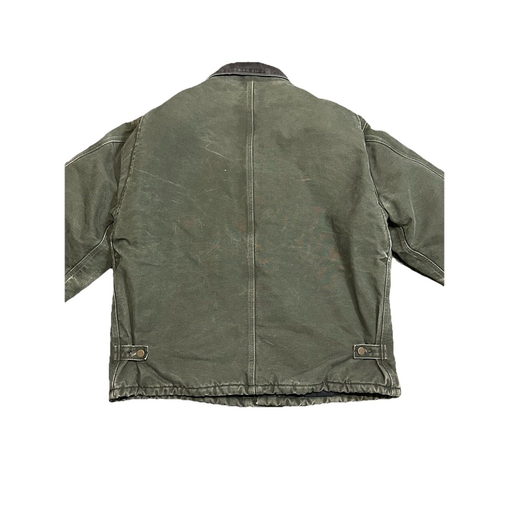 VTG Carhartt Jacket Mens XLT J22 MOS Olive Green Detroit Duck Canvas Quilt Lined - Picture 5 of 6